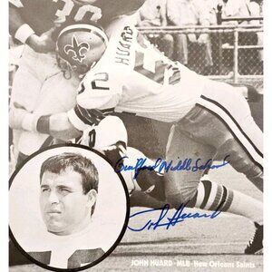1970s John Huard SIGNED 8.5x11 Photo New Orleans Saints NFL Guilford Maine DWA20